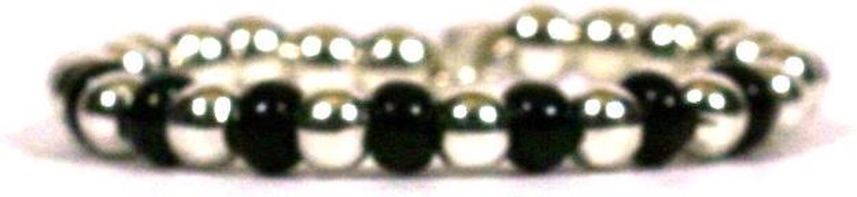 Heaven Eleven - 925 Zilver ring - zwarte stenen - one size fits all