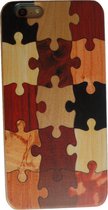 iPhone 6 Plus en iPhone 6S Plus hoesje met houten puzzel design achterkant