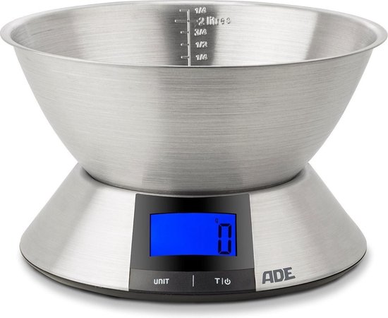 ADE - Digitale Keukenweegschaal Hanna - RVS - met afneembare mengkom -  5kg-1g | bol.com
