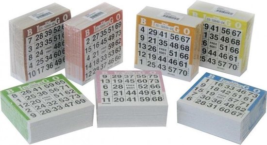 Thumbnail van een extra afbeelding van het spel 5x Bingo kaarten 1-75 gekleurd
