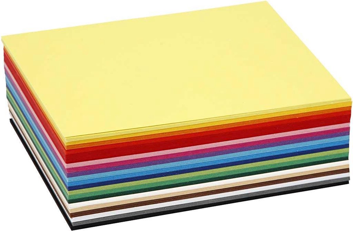 Gekleurd karton, A6 105x148 mm, 180 gr, 300 div vellen, diverse kleuren