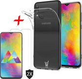 Samsung Galaxy M20 Hoesje + 2x Screenprotector Case-Friendly - Transparant Siliconen TPU Soft Case - iCall