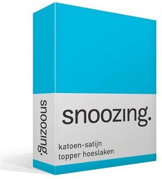 Snoozing - Katoen-satijn - Topper - Hoeslaken - Eenpersoons - 90x200 cm - Turquoise