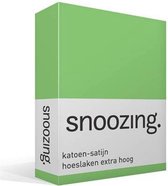 Snoozing - Katoen-satijn - Hoeslaken - Extra Hoog - Eenpersoons - 80x200 cm - Lime