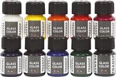 Glass Color Transparent, 10x30 ml, diverse kleuren
