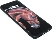 Paarden hoesje siliconen zwart Geschikt voor Samsung Galaxy S8