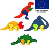 Fauna Speelgoed | Themaset Dino | Houten vormenpuzzelset (4 mini puzzels) | 100% Handgemaakt in Europa