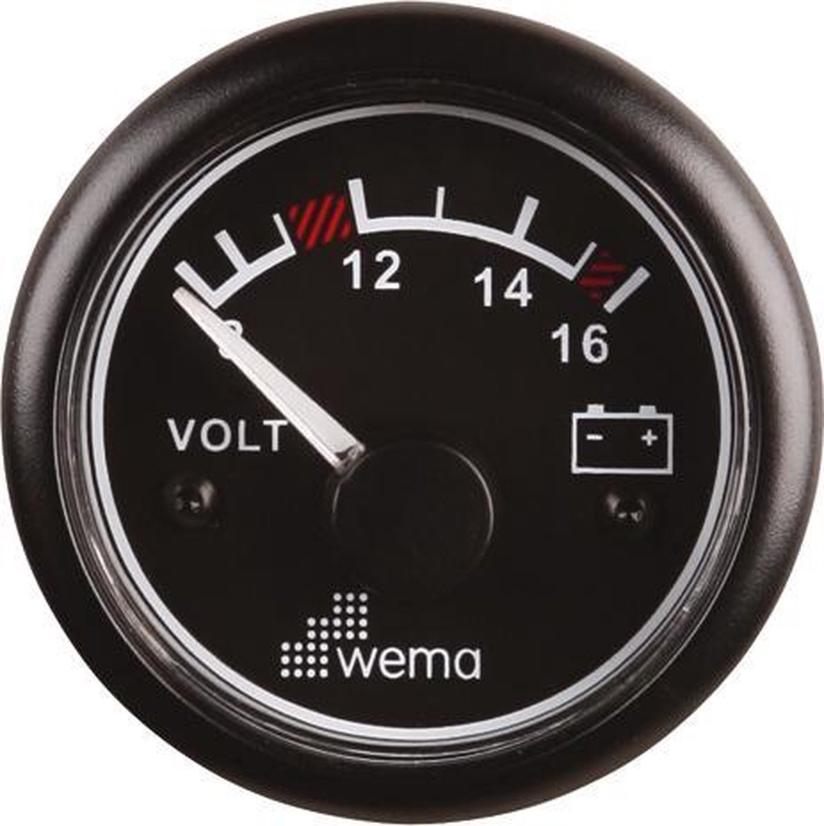 Wema voltmeter / 24V zwart