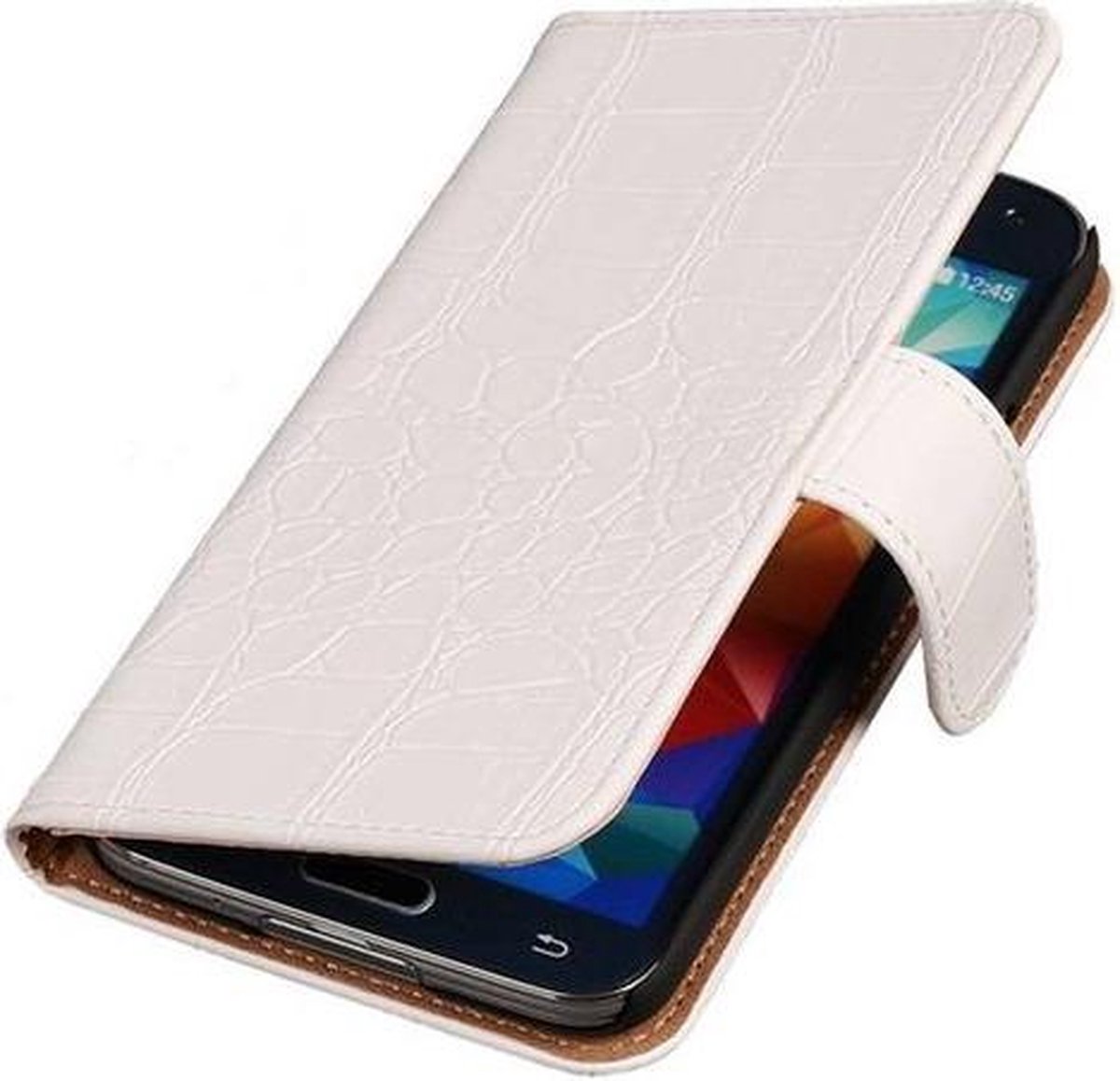 Samsung Galaxy S5 Mini - Croco Wit Bookstyle Wallet Hoesje