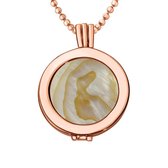 Quiges - Munthouder met Ketting en Munt 25mm Schelp Creme - Rose Goudkleurig - EPRHZ327