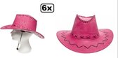 6x Cowboy hoed unisex one size roze