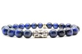 Beaddhism - Armband - Blauwe Tijger - Mantra - 8 mm - 22 cm