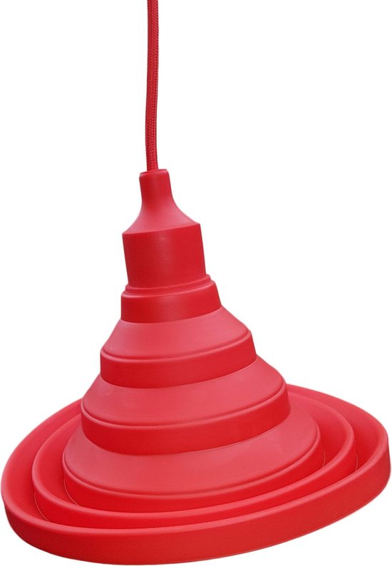 LED lamp DIY | vouwbare hanglamp - strijkijzer snoer | E27 siliconen fitting | rood