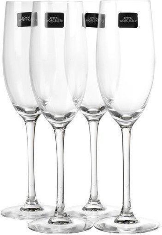 Royal Worcester Champagneglazen - Kwarx design - Set 4 stuks