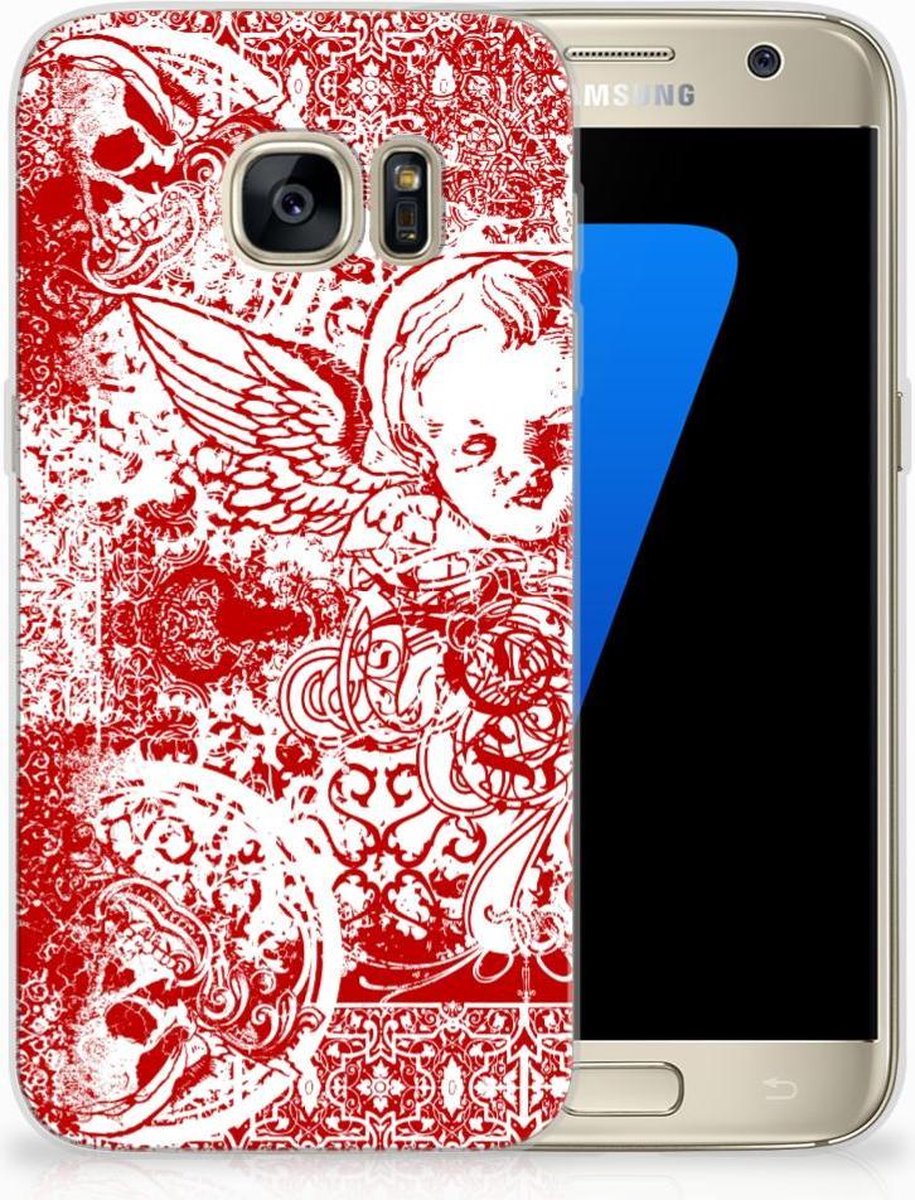 TPU Hoesje voor Silicone Back Case Samsung Galaxy S7 Angel Skull Rood