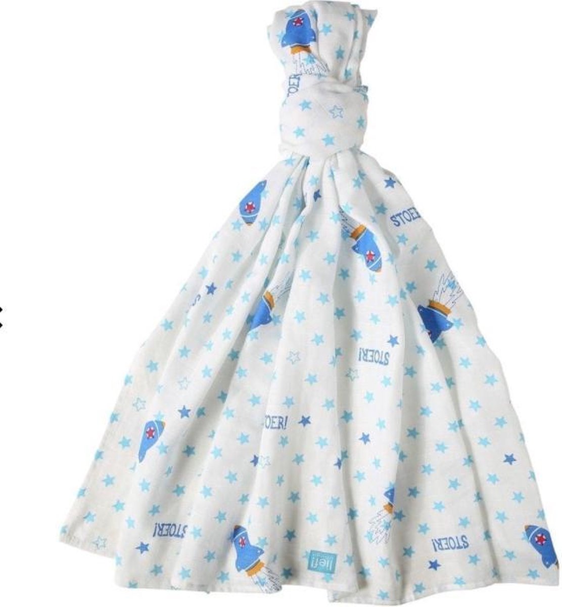 Goedkoopste Lief! Stoer! XL Hydrofieldoek met sterrenprint blauw– 120x120cm | Hydrofiele luiers voor baby’s | Babyverzorging
