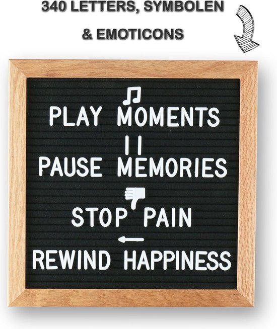 QUVIO Letterbord - Wit met houten lijst | Leen Bakker