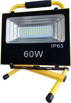 Bouwlamp LED 60W=600W werklicht | oplaadbare accu | daglichtwit 6000K - flits blauwrood | waterdicht IP65