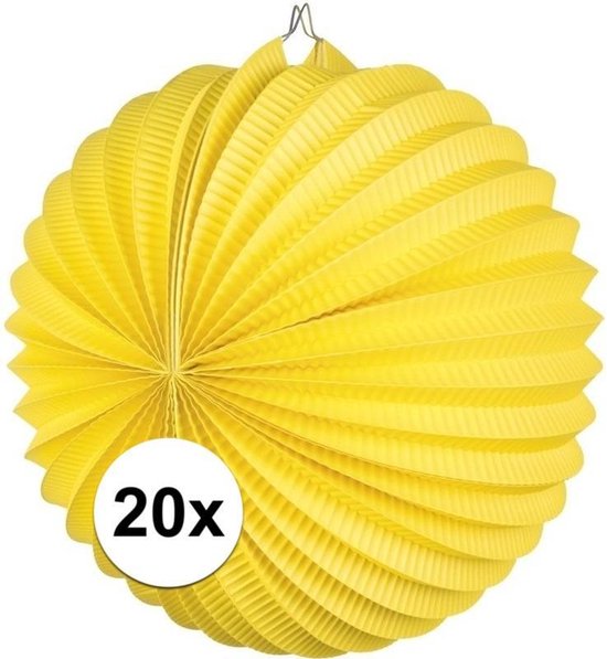 20x Lampionnen geel 22 cm