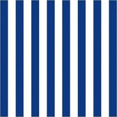 60x Serviettes de table rayées bleu marine / blanc 3 plis - Serviettes de fête / décoration
