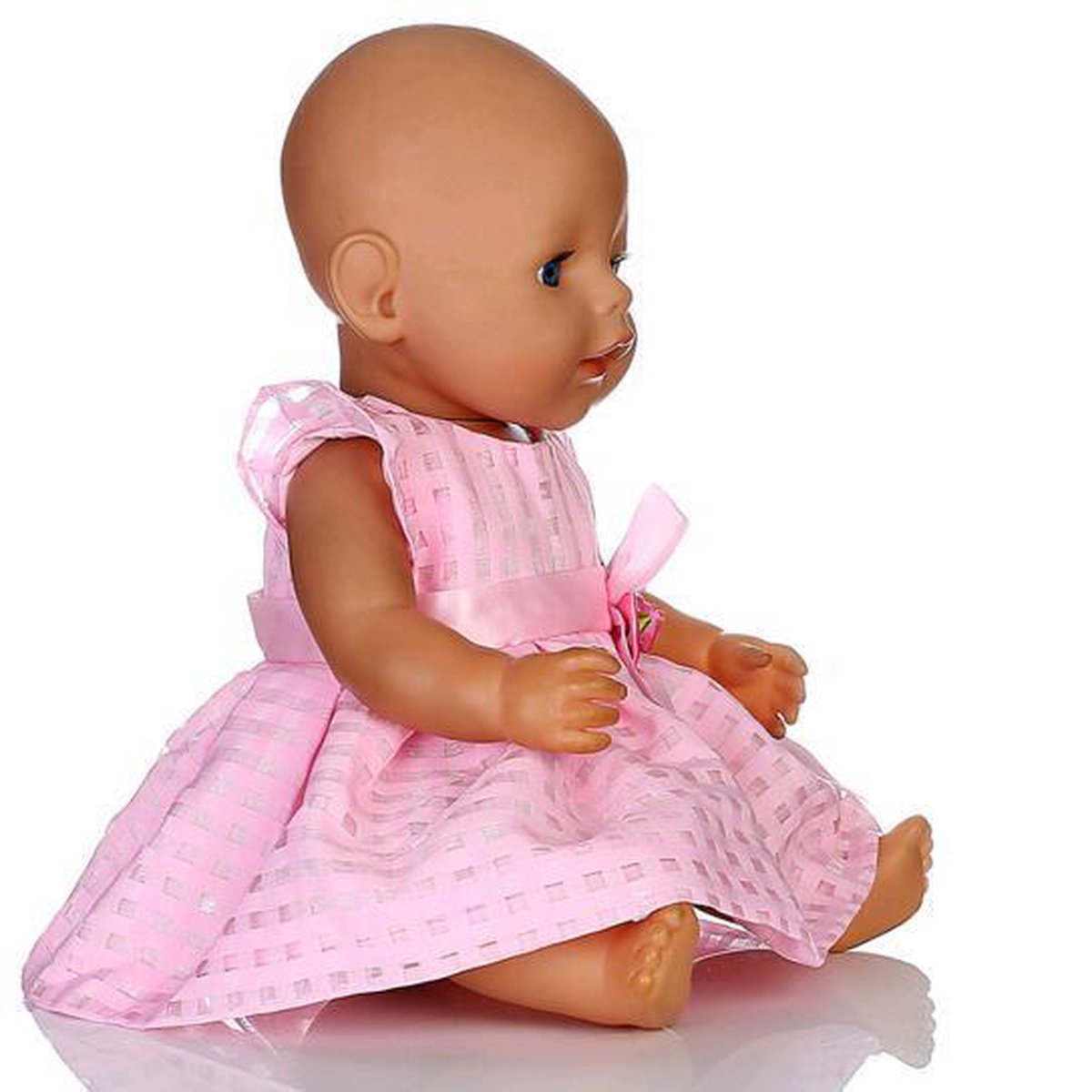 voor poppen zoals Baby pop (max 43 cm) - Roze jurkje met strik en... | bol.com