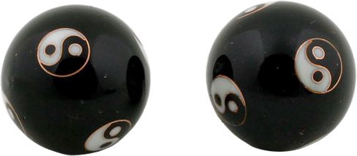 Goedkoopste Meridiaankogels Yin Yang zwart - 3.5 cm (2 stuks) - S