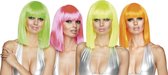 8 stuks: Pruik Dance in 4 neonkleuren - assorti
