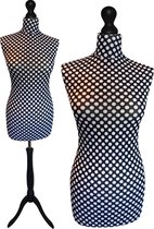 Paspop Vrouw - Polka Dots met Zwarte Tripod Standaard - Maat 40/42