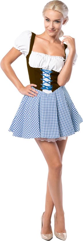 PartyXclusive Dirndl Dames Eva Blauw/Bruin  Blauw - XL