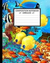 Unruled Composition Notebook 8  x 10 . 120 Pages. Coral Reef.