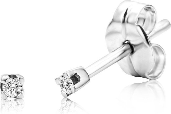 Majestine diamant oorbellen - oorknoppen - 18 karaat (750) witgoud- briljant  geslepen... | bol.com