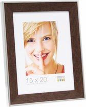 Deknudt Frames fotolijst S45FE3 - bruin - zilver buitenrand - 20x28 cm