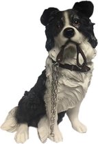 Beeldje Border Collie hond met riem 17 cm