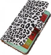 Luipaard Bookstyle Wallet Case Hoesjes voor Galaxy Note 3 Neo Wit