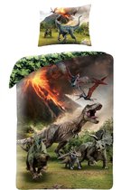 Jurassic World Eruption Dinosaurus Dekbedovertrek - Eenpersoons - 140x200 cm - Multi