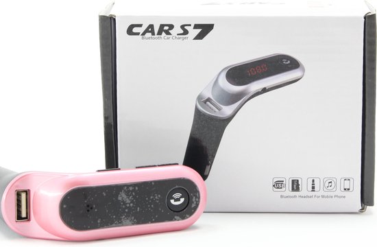 Transmetteur Radio S7 FM Kit Bluetooth / voiture avec contrôle de la musique Système Audio de récepteur audio, lecture de carte + Prise en charge du lecteur MP3 sortie stéréo AUX 3,5 mm - Rose clair