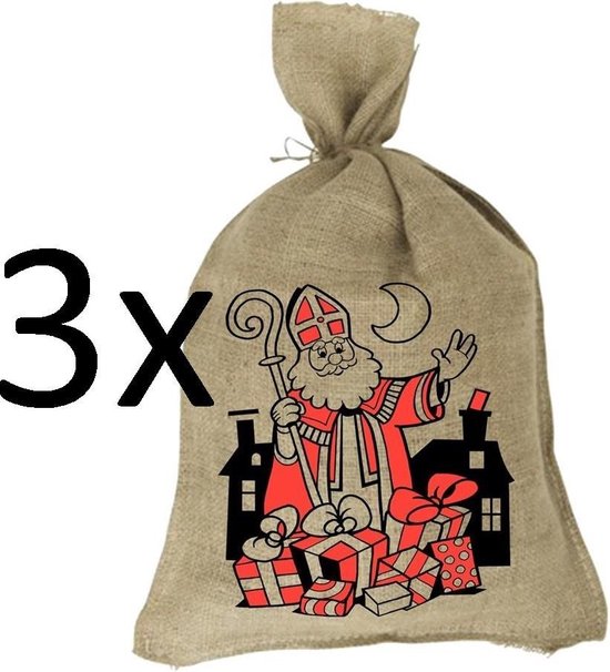 Foto: Sinterklaaszak jute zak jutezak 80x50 cm 3 stuks