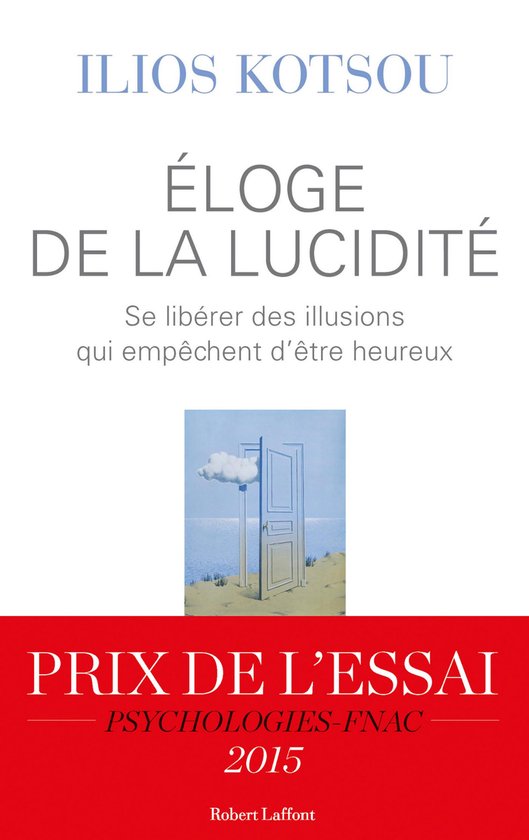 Couverture du livre 'Éloge de la lucidité' d'Ilios Kotsou avec une illustration surréaliste d'une porte vers la mer.