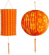 WIDMANN - Set oranje en gele lantaarns - Decoratie > Slingers en hangdecoraties