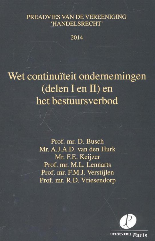 Preadviezen Vereeniging 'Handelsrecht' - Wet continuïteit o ... - cover