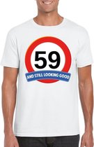 Verkeersbord 59 jaar t-shirt wit heren M
