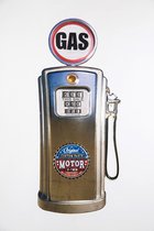 Signs-USA Gasoline benzine pomp aluminium-blauw-rood - retro wandbord - 80 x 35,5 cm