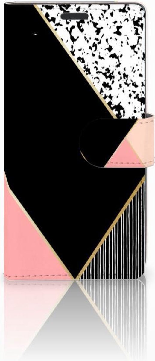 Sony Xperia Z3 Book Case Zwart Roze Vormen
