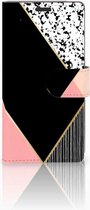 Sony Xperia Z3 Bookcase Hoesje Black Pink Shapes