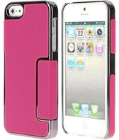 Galvaniseerde Lichee patroon lederen bekleed Case iPhone 5 5S (Roze)