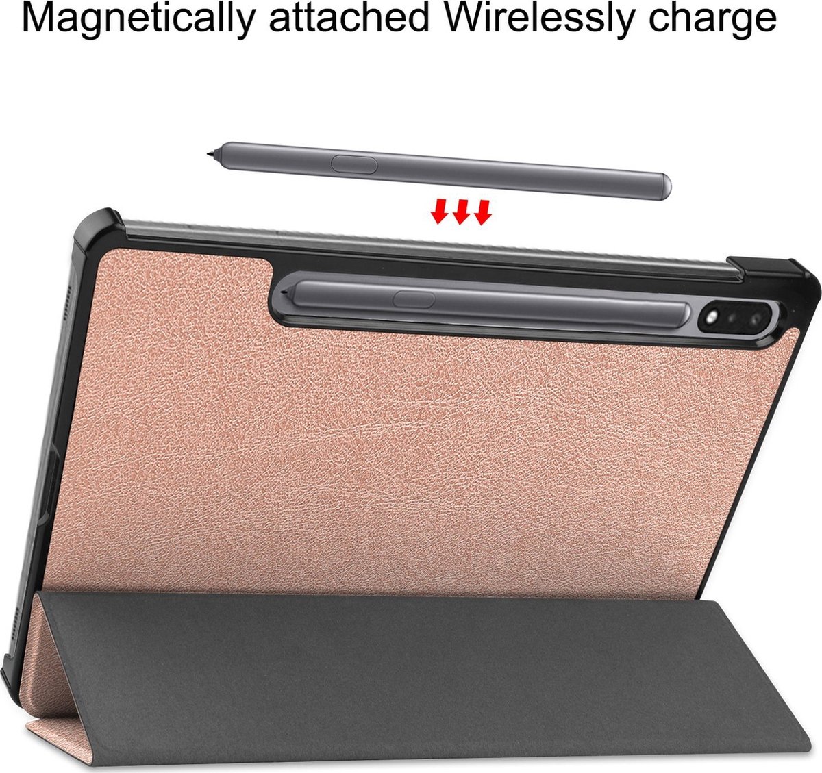 Mobigear Tablethoes geschikt voor Samsung Galaxy Tab S9 Hoes | Mobigear Tri-Fold Bookcase - Roségoud
