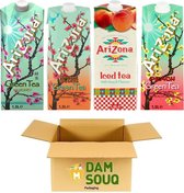Damsouq® Paquet de mélange de thé glacé Arizona 4 types (Thé vert Miel, Thé vert Orange, Thé vert Peach, Peach) (4x 1,5L)