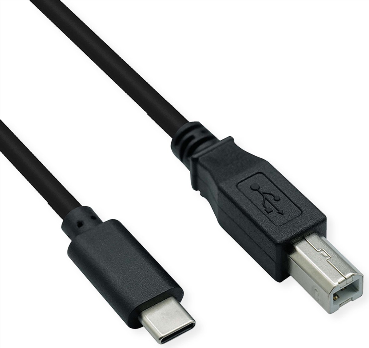 ROLINE USB2.0 Type C Kabel, C - B, M/M, zwart, 1,8 m