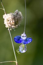 Geluksengel mini vervaardigd van Asfourkristallen Dark Sapphire ( Donkerblauw )