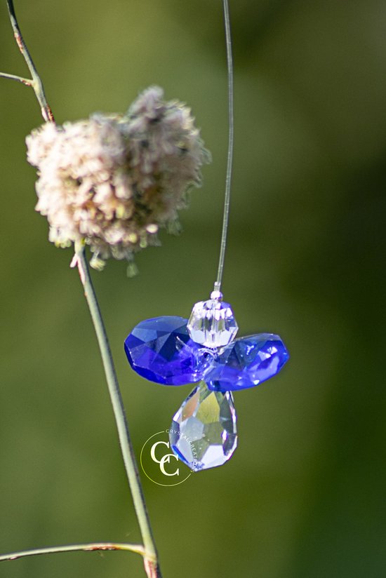 Fortune angel mini de cristaux Swarovski Blue (Cristal de fenêtre, Pendentif de fenêtre, Cristal arc-en-ciel)